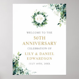 Póster Cartel de bienvenida del 50 aniversario con monogr