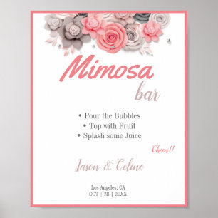 Póster Cartel de bienvenida del bar Mimosa para boda