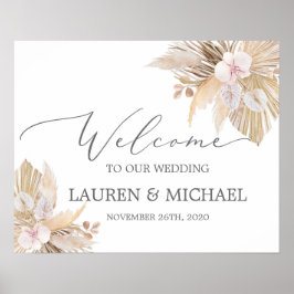 Póster Cartel de bienvenida del Boda de hierba de Pampas