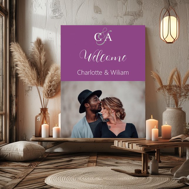 Póster Cartel de bienvenida del boda de monograma de foto (Subido por el creador)