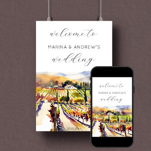 Póster Cartel de bienvenida del boda del Valle de Napa