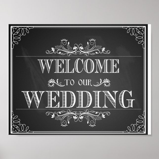 Póster Cartel de bienvenida del boda en la pizarra (Frente)