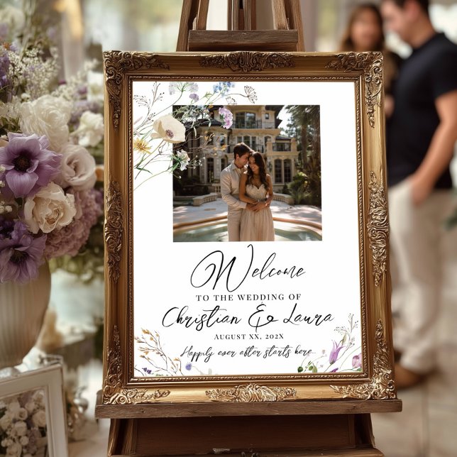Póster Cartel de bienvenida del boda fotográfico con flor (Subido por el creador)