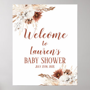 Póster Cartel de bienvenida del Chica de Baby Shower Boho
