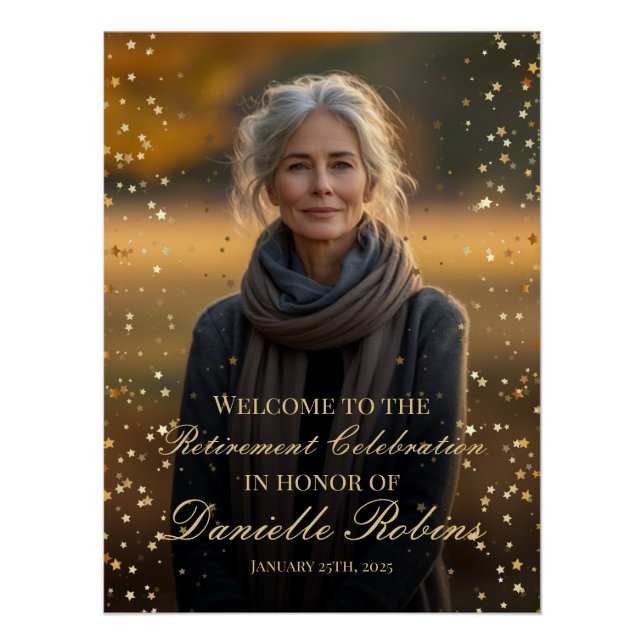 Póster Cartel de bienvenida del fiesta de Jubilación con  (Anverso)