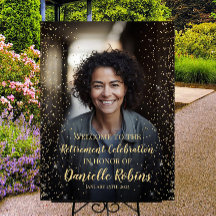 Cartel de bienvenida del fiesta de Jubilación con