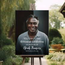 Cartel de bienvenida del fiesta de Jubilación con