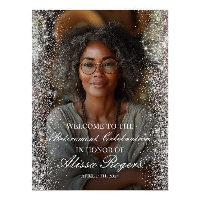 Póster Cartel de bienvenida del fiesta de Jubilación con  (Anverso)