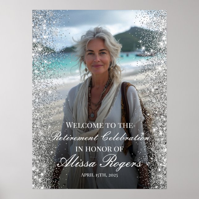 Póster Cartel de bienvenida del fiesta de Jubilación con  (Frente)