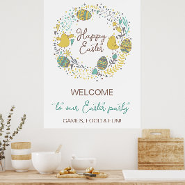Póster Cartel de bienvenida divertido y colorido para la 