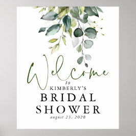 Póster Cartel de bienvenida elegante con vegetación en ac