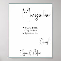 Cartel de bienvenida en la barra de Mimosa para bo