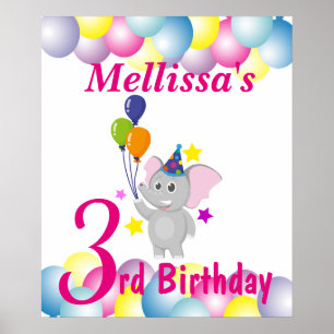 Póster Cartel de bienvenida Fiesta de cumpleaños con temá