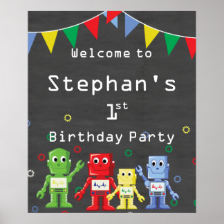 Póster Cartel de bienvenida Fiesta de cumpleaños temática