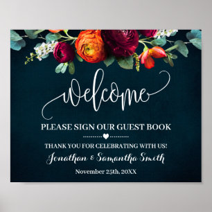 Póster Cartel de bienvenida Firma nuestro libro de invita