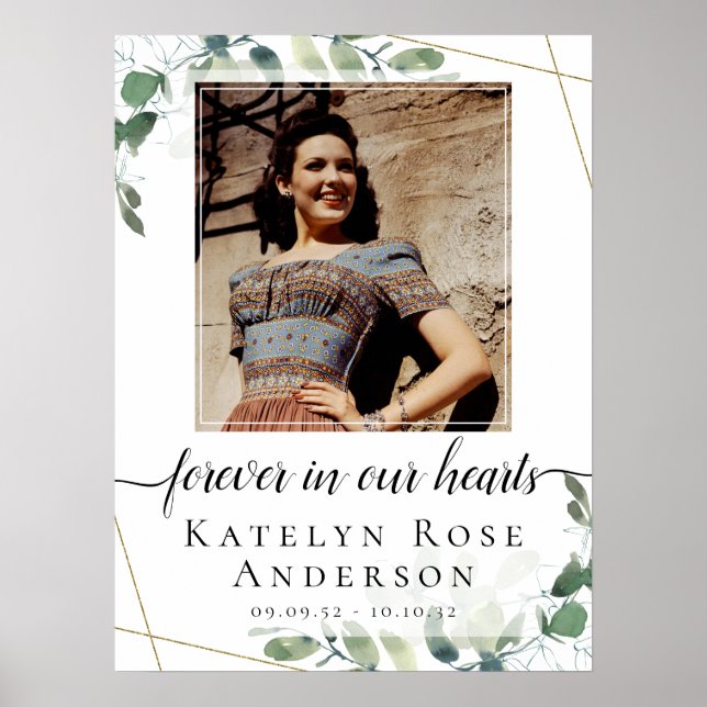 Póster Cartel de bienvenida funeral de eucalipto fotográf (Frente)