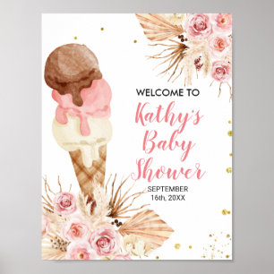 Póster Cartel de bienvenida Helado Boho hierba de Pampas 