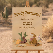 Cartel de bienvenida Howdy Partners Wild West