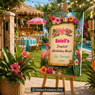 Póster Cartel de bienvenida Luau Tropical de Flamingle 