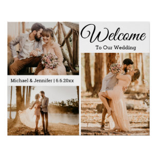 Póster Cartel de bienvenida minimalista de 3 bodas de col