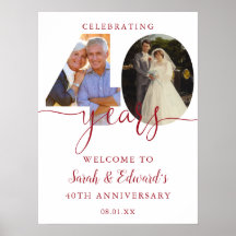 Cartel de bienvenida para 2 fotos de aniversario d