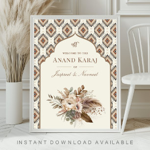 Póster Cartel de bienvenida para Anand Karaj de boda Sikh