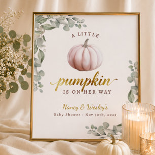 Póster Cartel de bienvenida para Baby Shower Blush Little
