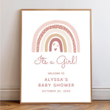 Cartel de bienvenida para baby shower boho arcoíri