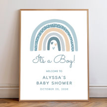 Cartel de Bienvenida para Baby Shower Boho de Niño