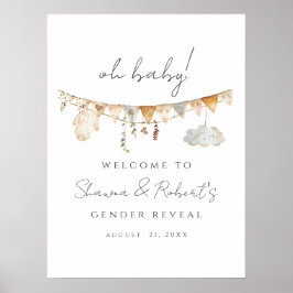 Póster Cartel de Bienvenida para Baby Shower Boho de Reve