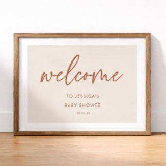 Póster Cartel de bienvenida para baby shower boho elegant