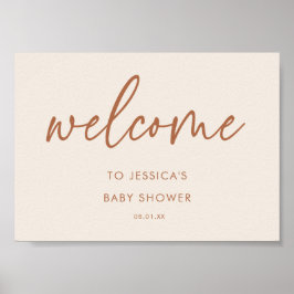 Póster Cartel de bienvenida para baby shower boho elegant