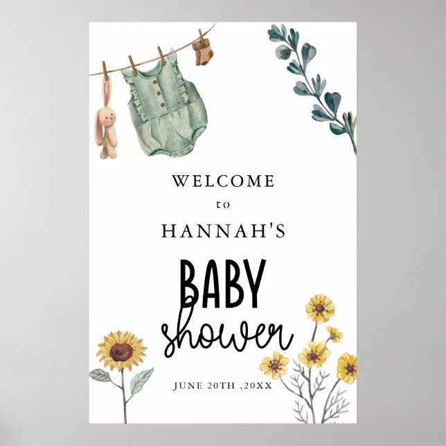 Póster Cartel de bienvenida para baby shower boho neutral (Frente)