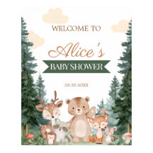 Cartel de bienvenida para Baby Shower Boho Woodlan