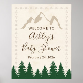 Póster Cartel de bienvenida para baby shower Bosque de Av