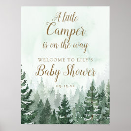 Póster Cartel de bienvenida para baby shower Bosque de Pi
