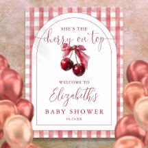 Cartel de bienvenida para baby shower Cereza en la
