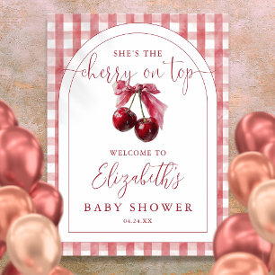 Póster Cartel de bienvenida para baby shower Cereza en la
