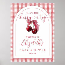 Cartel de bienvenida para baby shower Cereza en la
