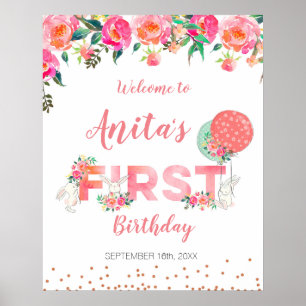 Póster Cartel de bienvenida para baby shower con acuarela
