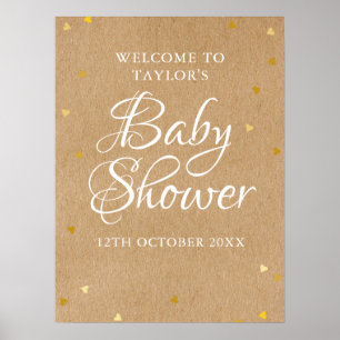 Póster Cartel de bienvenida para baby shower con corazone