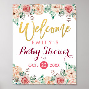 Póster Cartel de bienvenida para baby shower con diseño f