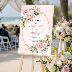 Póster Cartel de bienvenida para baby shower con elegante