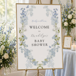 Póster Cartel de Bienvenida para Baby Shower con Flores A