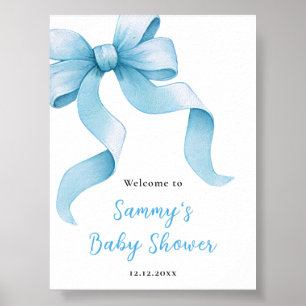 Póster Cartel de bienvenida para baby shower con lazo coq