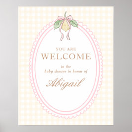 Póster Cartel de bienvenida para baby shower con limones 