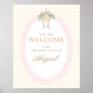Póster Cartel de bienvenida para baby shower con limones