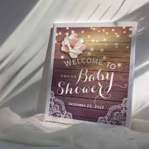 Póster Cartel de Bienvenida para Baby Shower con Luces Fl