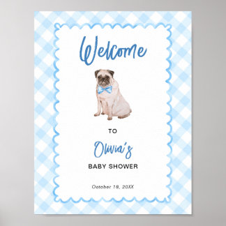 Póster Cartel de bienvenida para baby shower con perro a