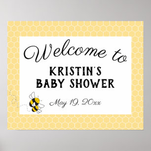 Póster Cartel de bienvenida para baby shower de abejorro 